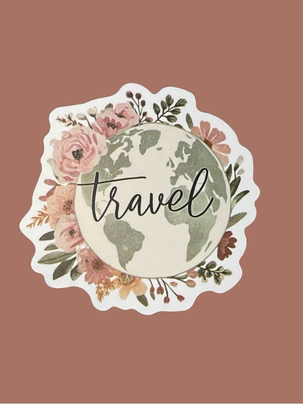 Travel Floral Globe Sticker
